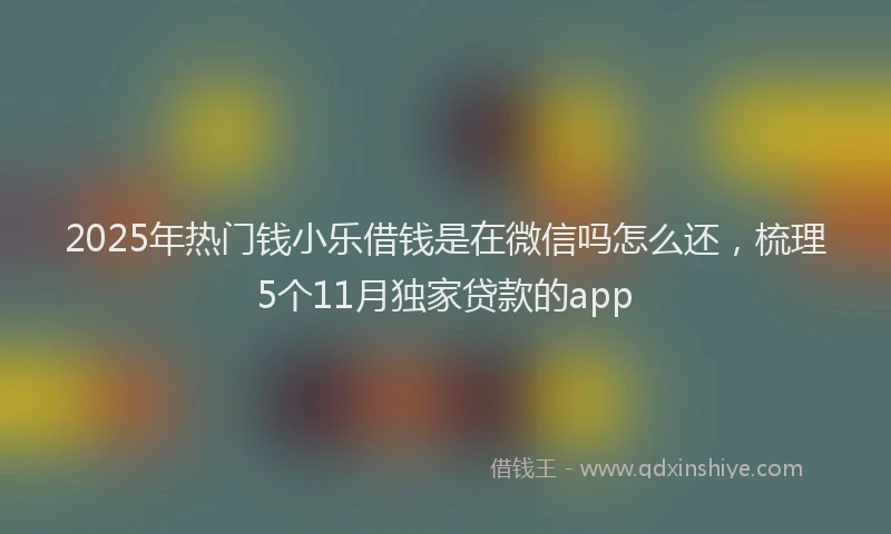 2025年热门钱小乐借钱是在微信吗怎么还,梳理5个11月独家贷款的app