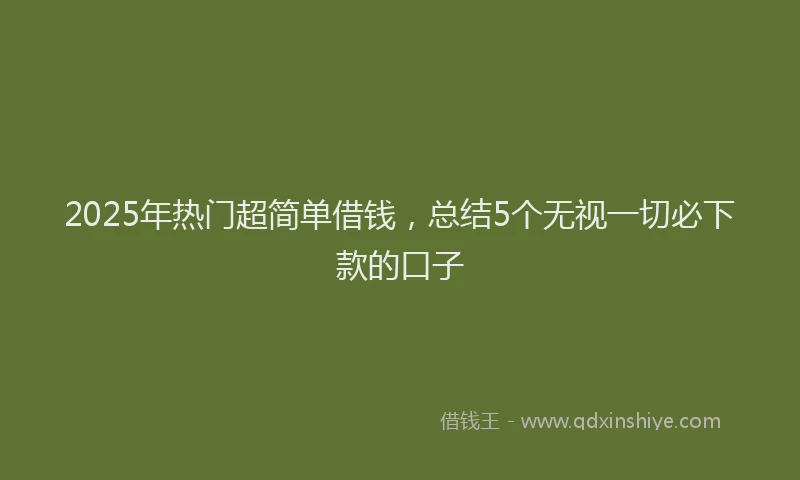 2025年热门超简单借钱，总结5个无视一切必下款的口子