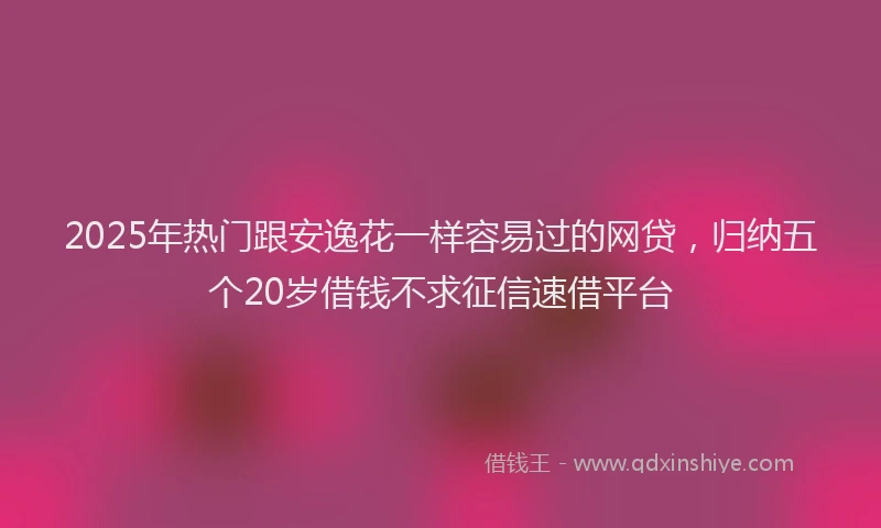 2025年热门跟安逸花一样容易过的网贷，归纳五个20岁借钱不求征信速借平台