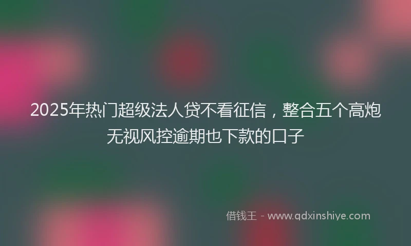 2025年热门超级法人贷不看征信,整合五个高炮无视风控逾期也下款的口子