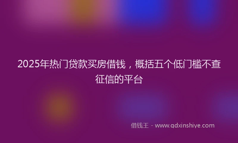 2025年热门贷款买房借钱，概括五个低门槛不查征信的平台