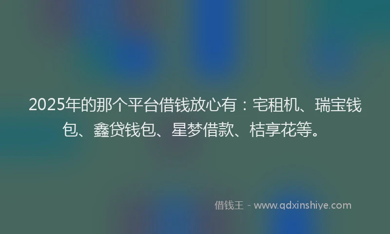 2025年的那个平台借钱放心有:宅租机、瑞宝钱包、鑫贷钱包、星梦借款、桔享花等。