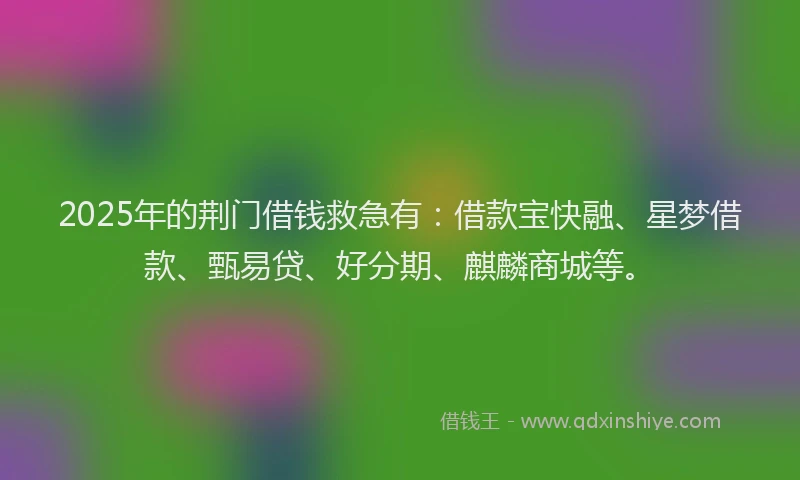 2025年的荆门借钱救急有：借款宝快融、星梦借款、甄易贷、好分期、麒麟商城等。