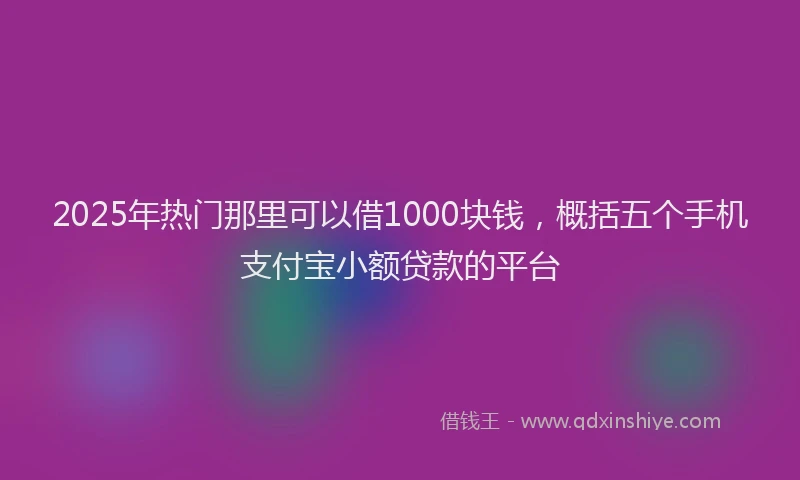 2025年热门那里可以借1000块钱，概括五个手机支付宝小额贷款的平台