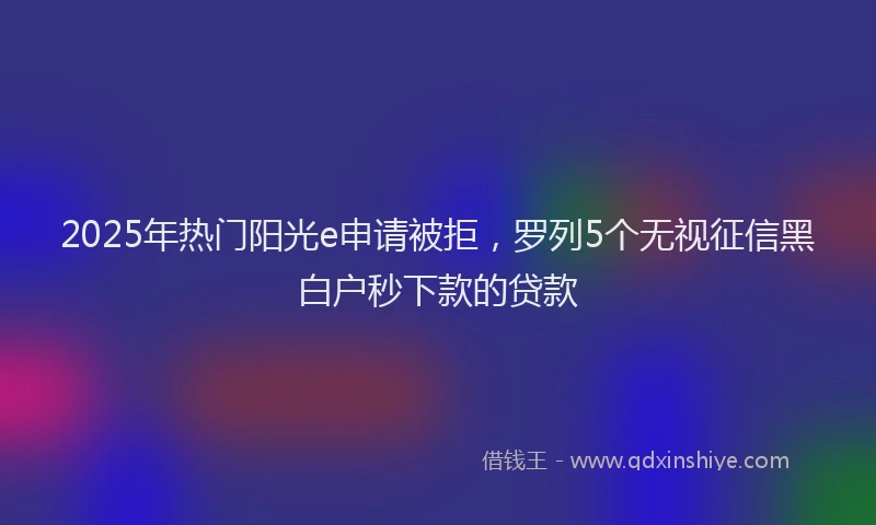 2025年热门阳光e申请被拒，罗列5个无视征信黑白户秒下款的贷款