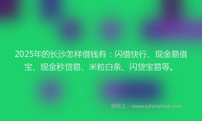 2025年的长沙怎样借钱有：闪借快行、现金易借宝、现金秒贷易、米粒白条、闪贷宝易等。