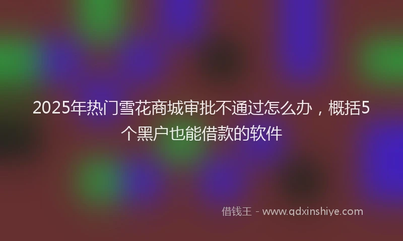 2025年热门雪花商城审批不通过怎么办，概括5个黑户也能借款的软件