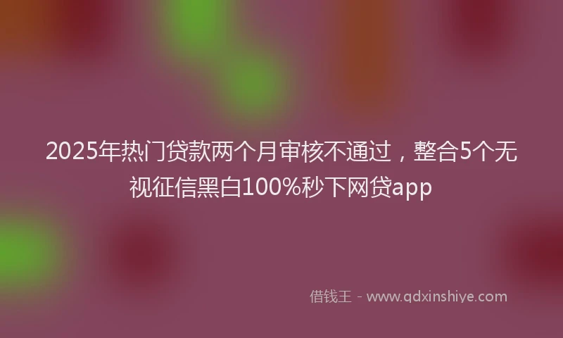 2025年热门贷款两个月审核不通过,整合5个无视征信黑白100%秒下网贷app