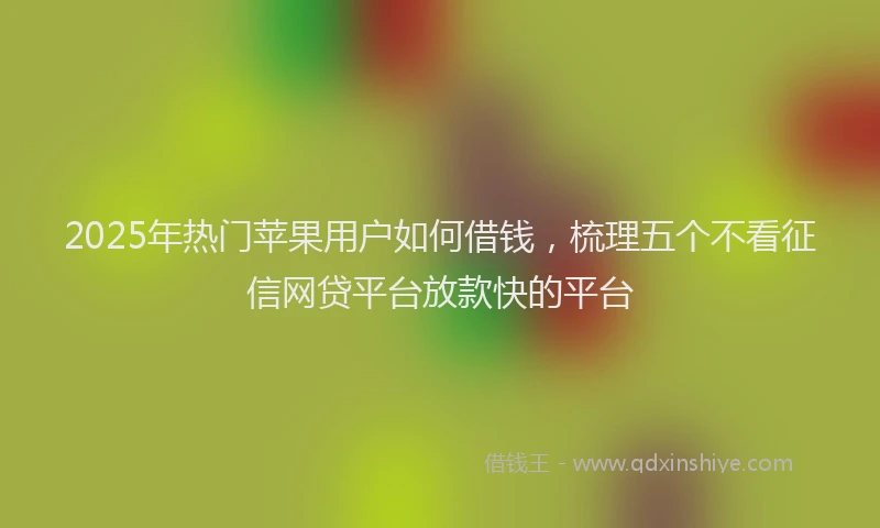 2025年热门苹果用户如何借钱，梳理五个不看征信网贷平台放款快的平台