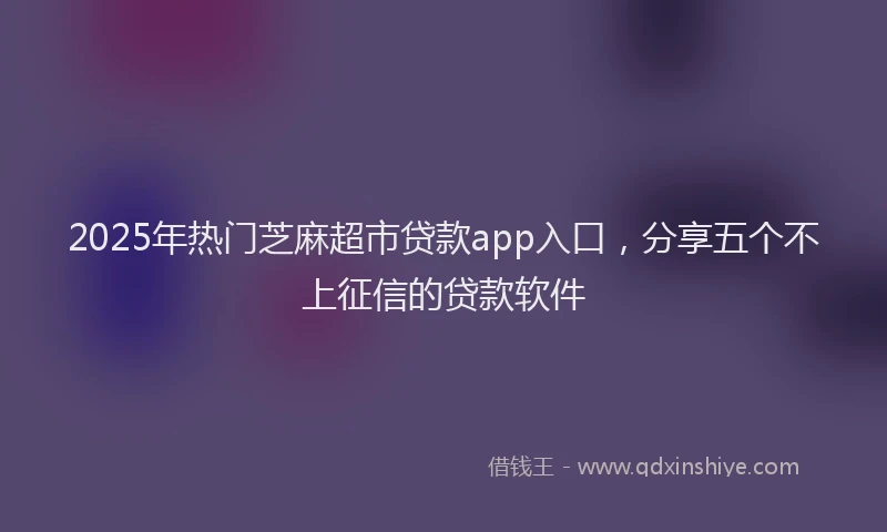 2025年热门芝麻超市贷款app入口,分享五个不上征信的贷款软件