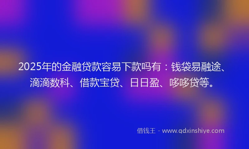 2025年的金融贷款容易下款吗有：钱袋易融途、滴滴数科、借款宝贷、日日盈、哆哆贷等。