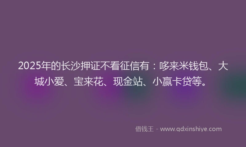 2025年的长沙押证不看征信有：哆来米钱包、大城小爱、宝来花、现金站、小赢卡贷等。