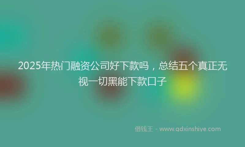 2025年热门融资公司好下款吗，总结五个真正无视一切黑能下款口子