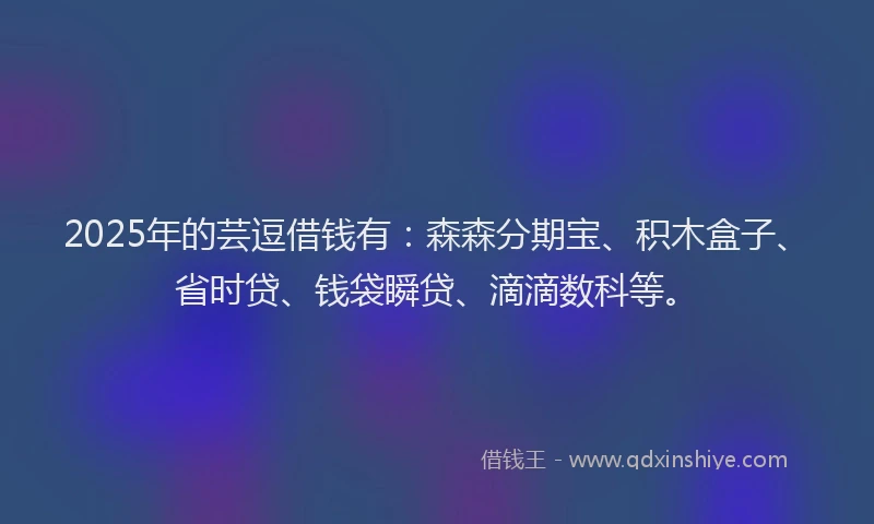 2025年的芸逗借钱有：森森分期宝、积木盒子、省时贷、钱袋瞬贷、滴滴数科等。