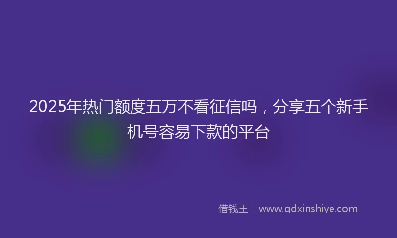 2025年热门额度五万不看征信吗，分享五个新手机号容易下款的平台