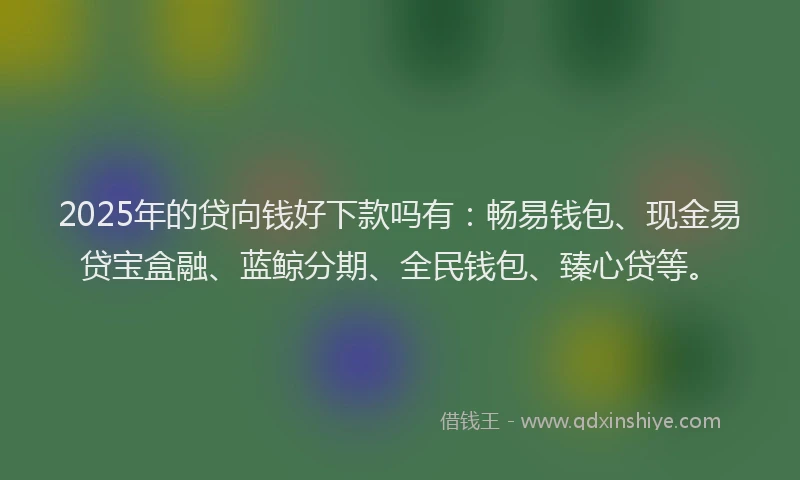 2025年的贷向钱好下款吗有:畅易钱包、现金易贷宝盒融、蓝鲸分期、全民钱包、臻心贷等。