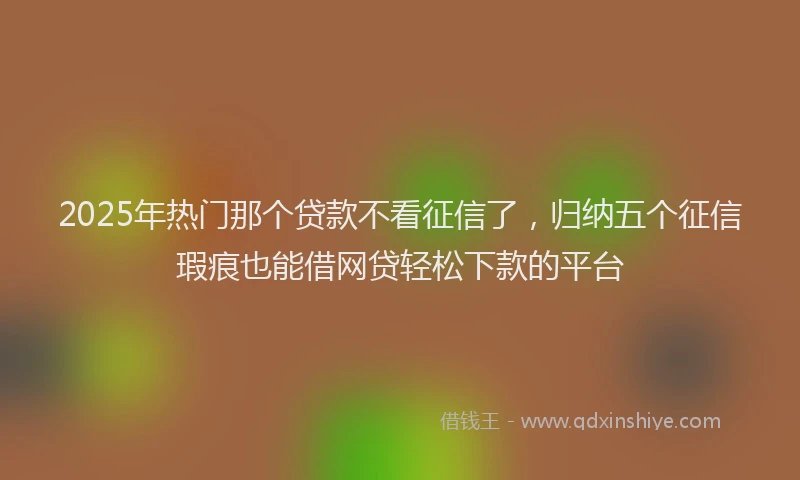 2025年热门那个贷款不看征信了，归纳五个征信瑕疵也能借网贷轻松下款的平台