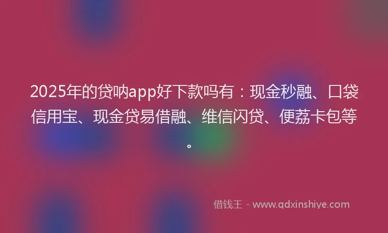 2025年的贷呐app好下款吗有:现金秒融、口袋信用宝、现金贷易借融、维信闪贷、便荔卡包等。