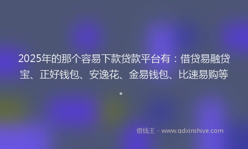 2025年的那个容易下款贷款平台有：借贷易融贷宝、正好钱包、安逸花、金易钱包、比速易购等。