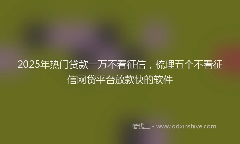 2025年热门贷款一万不看征信，梳理五个不看征信网贷平台放款快的软件