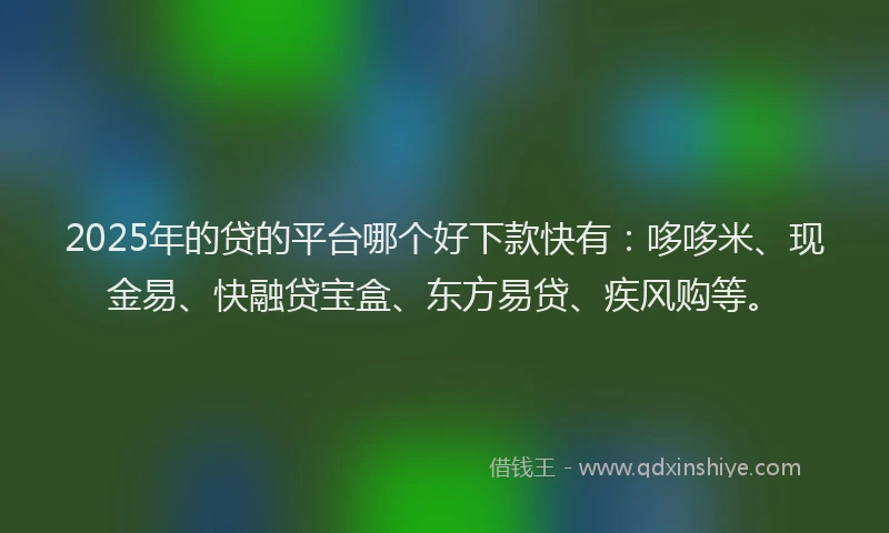 2025年的贷的平台哪个好下款快有:哆哆米、现金易、快融贷宝盒、东方易贷、疾风购等。