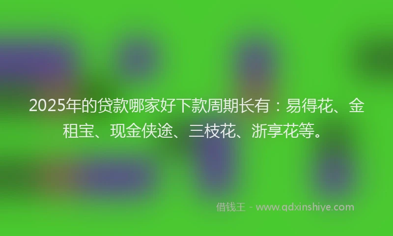 2025年的贷款哪家好下款周期长有:易得花、金租宝、现金侠途、三枝花、浙享花等。