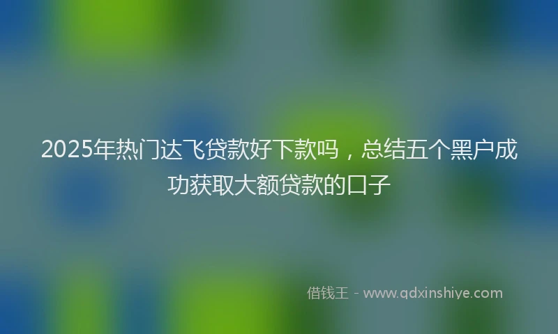 2025年热门达飞贷款好下款吗,总结五个黑户成功获取大额贷款的口子