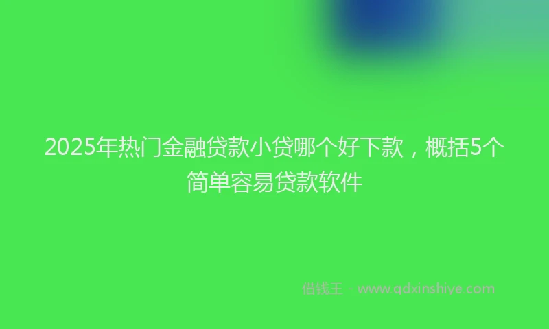 2025年热门金融贷款小贷哪个好下款，概括5个简单容易贷款软件