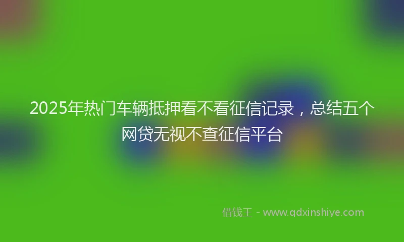 2025年热门车辆抵押看不看征信记录，总结五个网贷无视不查征信平台
