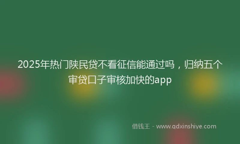 2025年热门陕民贷不看征信能通过吗，归纳五个审贷口子审核加快的app