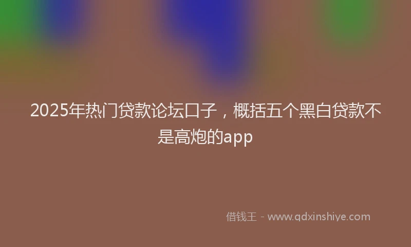 2025年热门贷款论坛口子,概括五个黑白贷款不是高炮的app