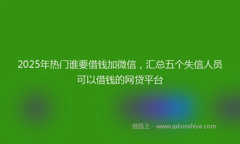 2025年热门谁要借钱加微信，汇总五个失信人员可以借钱的网贷平台