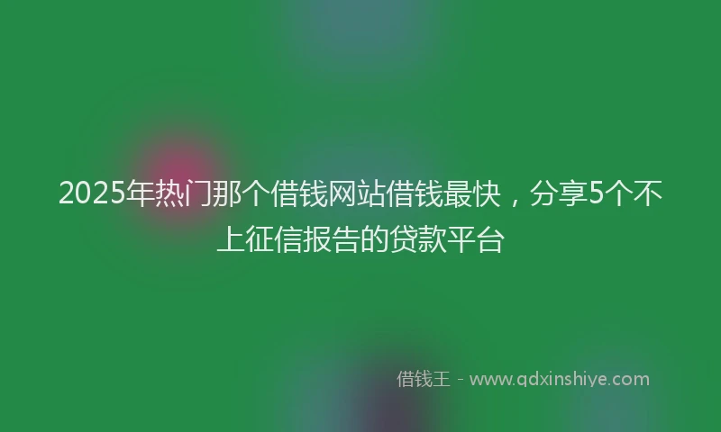 2025年热门那个借钱网站借钱最快，分享5个不上征信报告的贷款平台