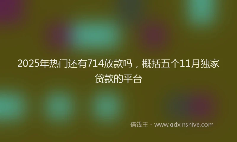 2025年热门还有714放款吗,概括五个11月独家贷款的平台