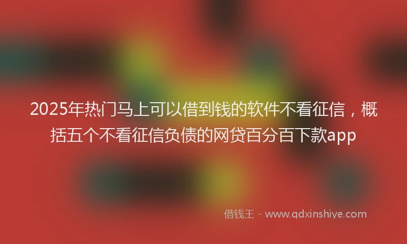 2025年热门马上可以借到钱的软件不看征信，概括五个不看征信负债的网贷百分百下款app