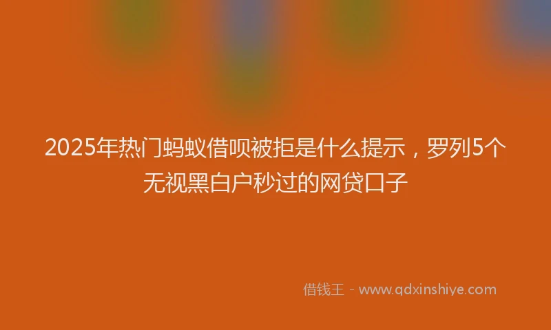 2025年热门蚂蚁借呗被拒是什么提示，罗列5个无视黑白户秒过的网贷口子