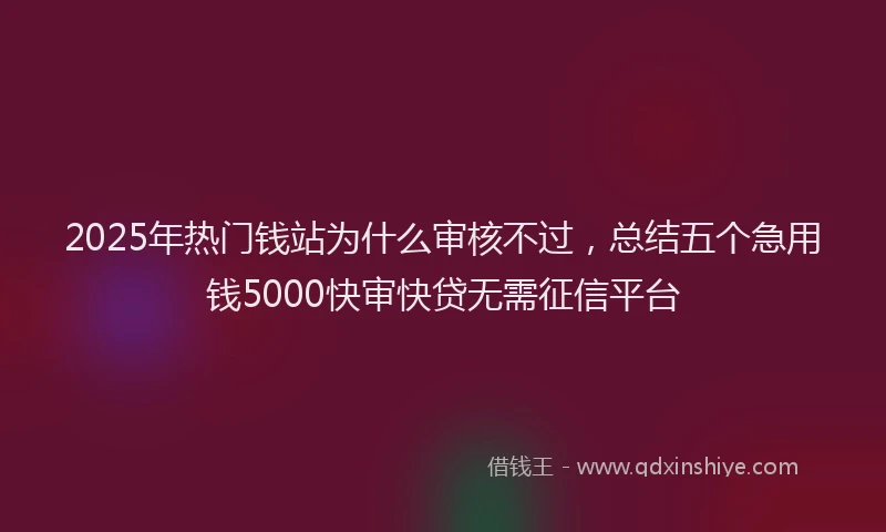 2025年热门钱站为什么审核不过，总结五个急用钱5000快审快贷无需征信平台