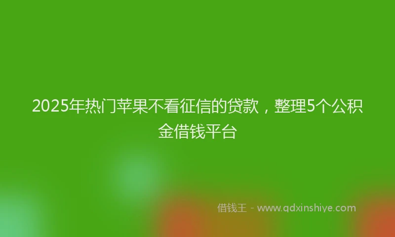 2025年热门苹果不看征信的贷款，整理5个公积金借钱平台
