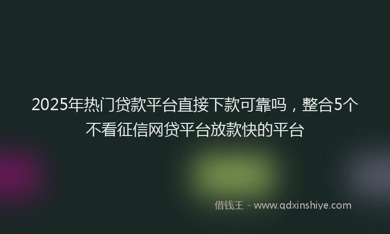 2025年热门贷款平台直接下款可靠吗,整合5个不看征信网贷平台放款快的平台