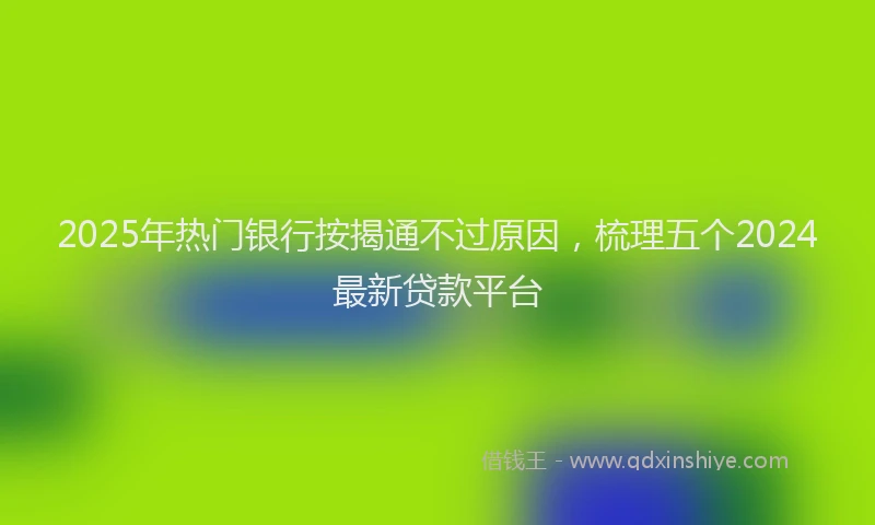 2025年热门银行按揭通不过原因，梳理五个2024最新贷款平台