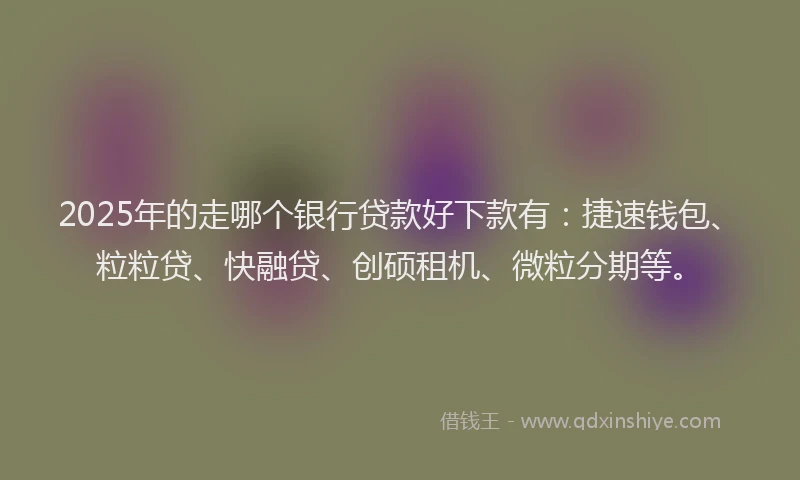 2025年的走哪个银行贷款好下款有：捷速钱包、粒粒贷、快融贷、创硕租机、微粒分期等。