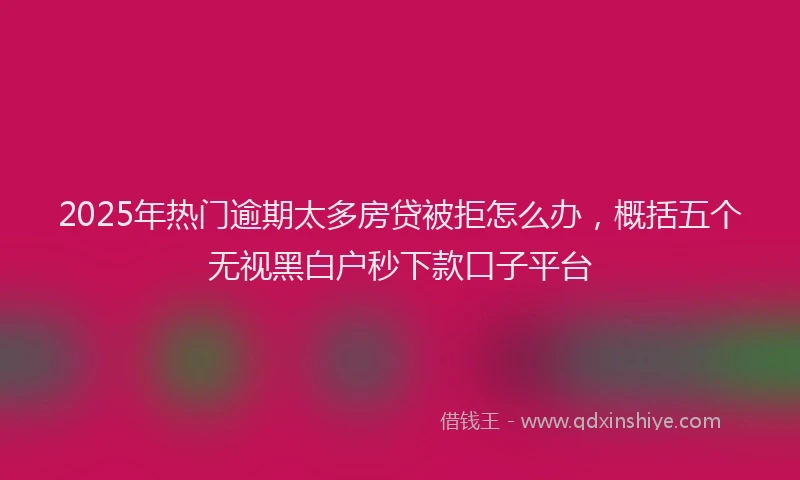 2025年热门逾期太多房贷被拒怎么办,概括五个无视黑白户秒下款口子平台