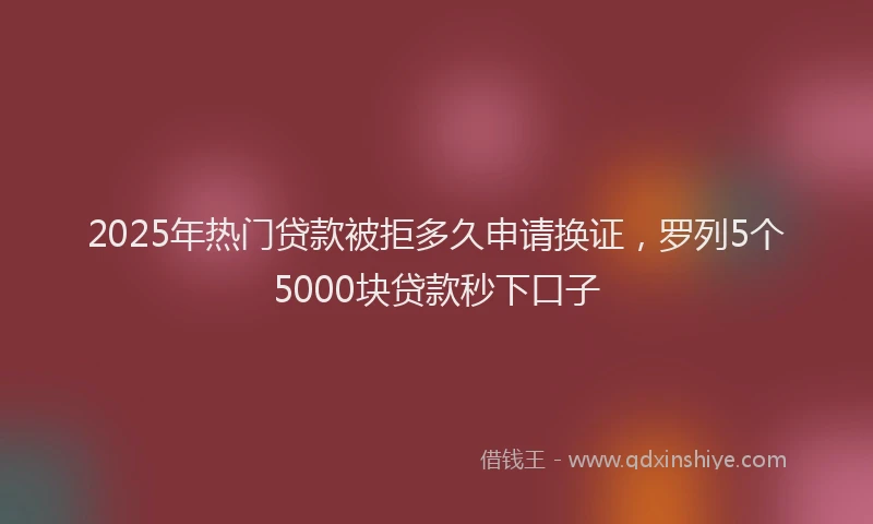 2025年热门贷款被拒多久申请换证，罗列5个5000块贷款秒下口子