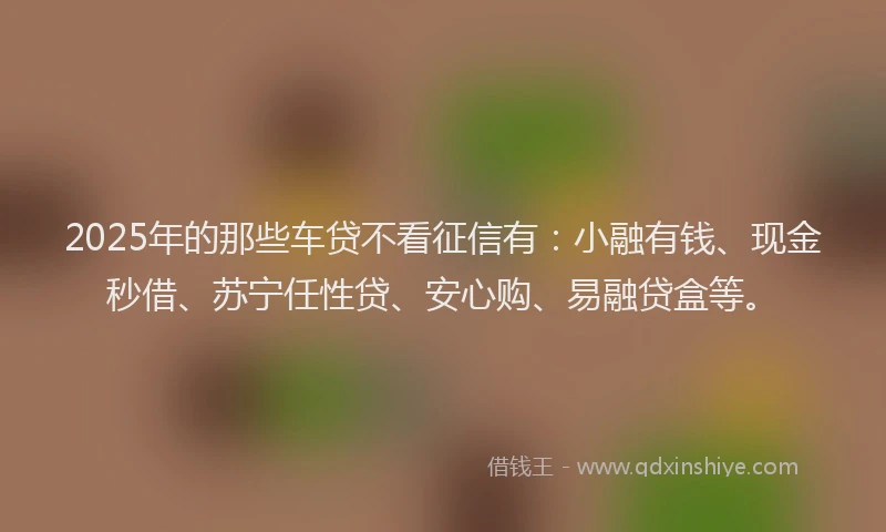 2025年的那些车贷不看征信有:小融有钱、现金秒借、苏宁任性贷、安心购、易融贷盒等。