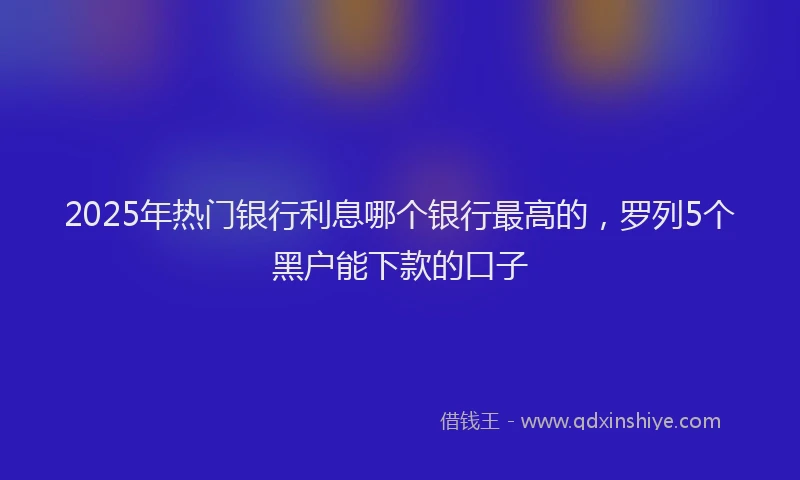 2025年热门银行利息哪个银行最高的，罗列5个黑户能下款的口子