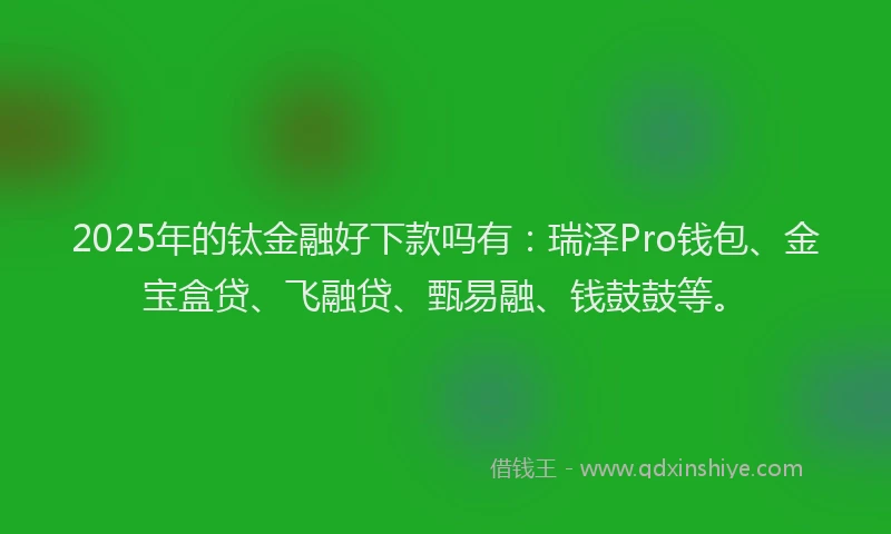 2025年的钛金融好下款吗有：瑞泽Pro钱包、金宝盒贷、飞融贷、甄易融、钱鼓鼓等。