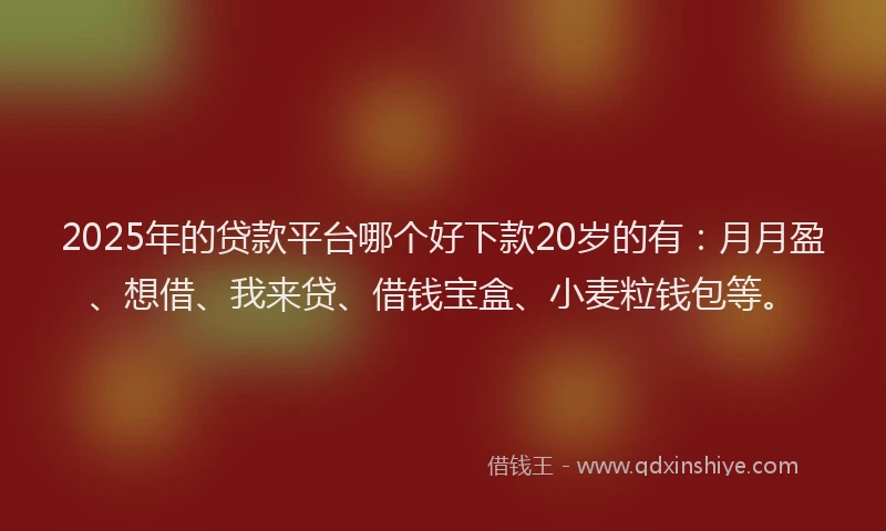 2025年的贷款平台哪个好下款20岁的有:月月盈、想借、我来贷、借钱宝盒、小麦粒钱包等。