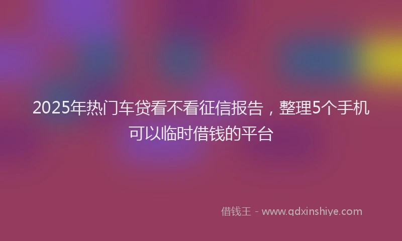 2025年热门车贷看不看征信报告，整理5个手机可以临时借钱的平台