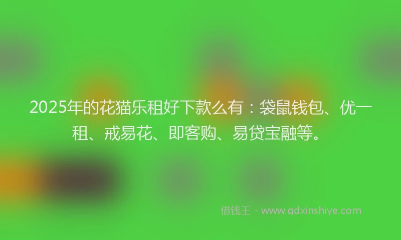 2025年的花猫乐租好下款么有:袋鼠钱包、优一租、戒易花、即客购、易贷宝融等。