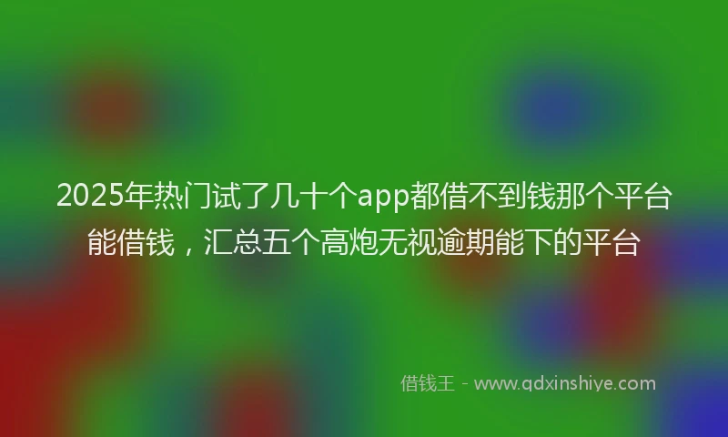 2025年热门试了几十个app都借不到钱那个平台能借钱，汇总五个高炮无视逾期能下的平台